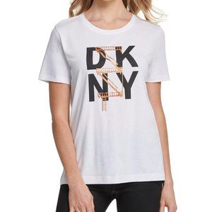 DKNY White With Black and Gold Glitter Logo